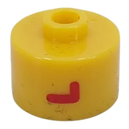 Pen Bead, Round Long, Flat Edge with Red 'L' Print / Yellow