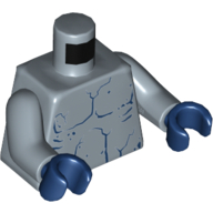 Lego Torso Muscles Outline and Cracks Print, Sand Blue Arms, Dark Blue Hands / Sand Blue