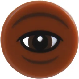 Tile, Round 1 x 1 with Dark Brown Eye, Black Pupil and Upper Eyelid, Wrinkles Pattern