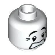 Minifig Head Mime, Scared Look, Black Eyes with White Pupils Print [Blocked Open Stud]