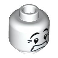 Lego Minifig Head Mime, Scared Look, Black Eyes with White Pupils Print [Blocked Open Stud] / White