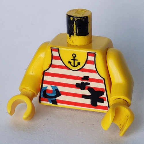 Lego Torso Tank Top, Stains, Wrench, Anchor Tattoo Print, Yellow Arms and Hands / Yellow