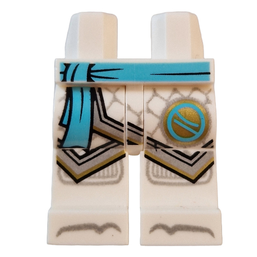 Lego Hips and White Legs with Medium Azure Belt, Robes, Silver Trim, Scales, Gold Symbol print / White