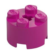 Lego Brick Round 2 x 2 with Axle Hole / Magenta