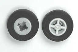 Wheel 8mm D. x 6mm with Black Tire 14mm D. x 4mm Smooth Small Single with Number Embossed on Side (4624 / 59895) / Light Bluish Gray