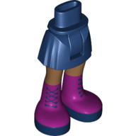 Lego Minidoll Hips and Short Skirt with Medium Nougat Legs and Magenta Boots with Dark Blue Laces Print [Thick Hinge] / Dark Blue