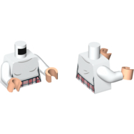 Lego Torso with Dark Red Checkered Shirt Top Print, White Arms, Yellow Hands / White