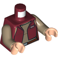 Lego Torso Vest and Dark Tan Top Print (Senator Amidala), Dark Tan Arms, Light Nougat Hands / Dark Red
