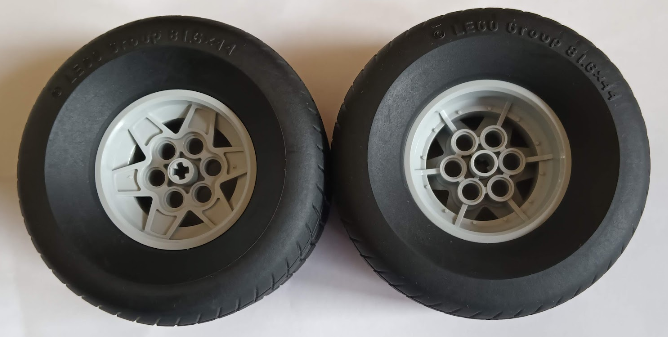 Lego Wheel 43.2mm D. x 26mm Technic Racing Small, 6 Pin Holes with Black Tire 81.6 x 44 R (56908 / 18450)