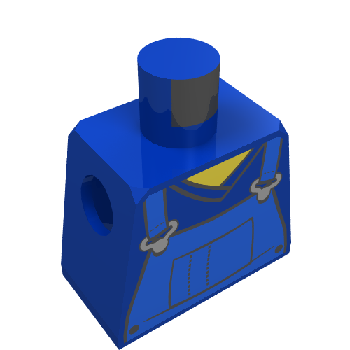 Lego Minifig Torso with V-Neck Shirt and Blue Overalls Print