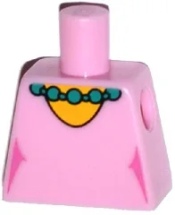 Torso Simpsons Dress with Round Neckline and Dark Turquoise Necklace Pattern / Bright Pink
