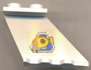 Lego Tail 4 x 2 x 2 with Yellow Submarine on Blue Triangle Pattern on Right Side (Sticker) - Set 6441