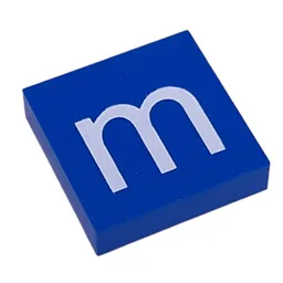 Modulex Tile 4 x 4 with White 'm' Print / Modulex Tile Blue