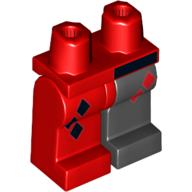 Lego Hips and Black Left Leg, Red Right Leg with Black and Red Diamonds, Black Bar Above Left Leg Print