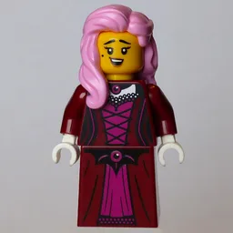 Lady, Dark Red Dress, Bright Pink Hair