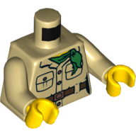 Lego Torso Shirt, Pockets, Green Neckerchief, Brown Belt Print, Tan Arms, Yellow Hands / Tan