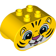 Lego Duplo Brick 2 x 4 x 2 Rounded Ends with Tiger Face Print