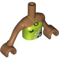 Lego Minidoll Torso Girl with Lime Halter Neck Top with Musical Notes and Butterfly Print, Medium Nougat Arms and Hands / Medium Nougat