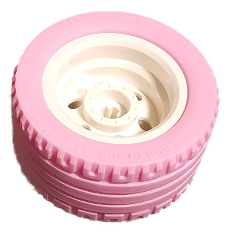 Lego Wheel 30.4mm D. x 20mm with No Pin Holes and Reinforced Rim with Bright Pink Tire 43.2 x 22 ZR (56145 / 44309)
