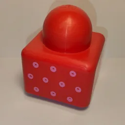 Primo Brick 1 x 1 with Pink Circles Print / Red