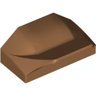 Brick Wedged, Curved 1 x 2 x 2/3 No Studs, Wing End / Medium Nougat
