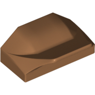 Lego Brick Wedged, Curved 1 x 2 x 2/3 No Studs, Wing End / Medium Nougat