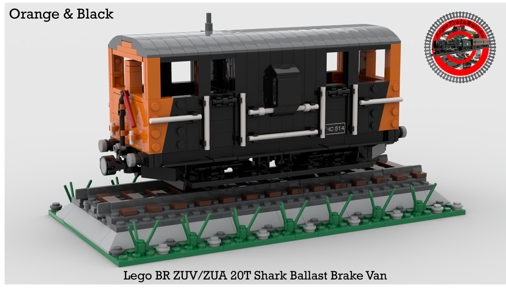 Lego BR ZUV/ZUA Shark Ballast Brake Van (1:48 Scale) (Orange & Black)