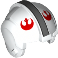 Lego Helmet Rebel Pilot, Center Ridge with Red Rebel Logo and Silver Center Stripe Print