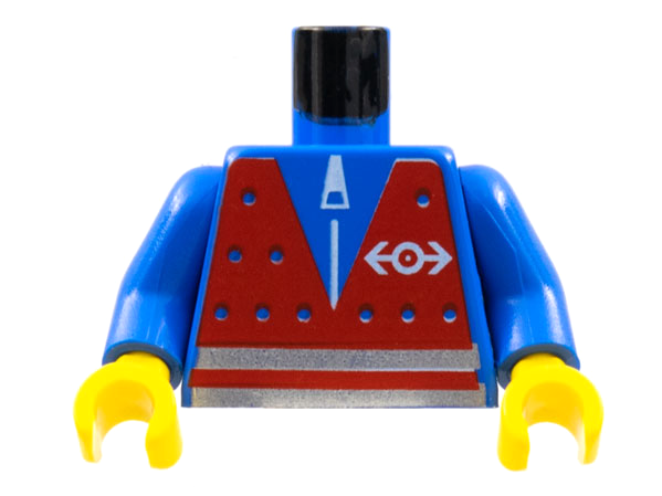 Lego Torso Train Red Vest Pattern / Blue Arms / Yellow Hands