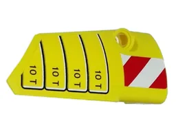 Technic, Panel Fairing # 4 Small Smooth Long, Side B with '10 T' and Red and White Danger Stripes Pattern (Sticker) - Set 42009