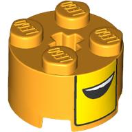 Lego Brick Round 2 x 2 with Yellow Square, Mouth print / Bright Light Orange
