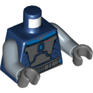Lego Torso Armor Plates Dark Bluish Gray Print (Pre Vizsla), Sand Blue Arms, Dark Bluish Gray Hands / Dark Blue