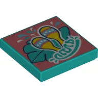 Tile 2 x 2 with Samba Style Print / Dark Turquoise