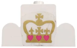 Brick, Modified 1 x 4 x 2 Center Stud Top with Gold Crown with Dark Pink Hearts Pattern (Sticker) - Set 7578