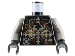 Torso Space Insectoids Droid Dark Gray Triangle Logo and Circles, Silver and Copper Circuitry Pattern / Dark Gray Arms / Black Hands
