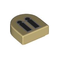 Lego Tile Round 1 x 1 Half Circle with Black/Light Bluish Grey Windows print / Tan
