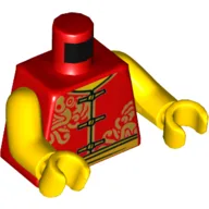 Torso, Tunic with Gold Clasps and Sash Belt, with Ornate Gold Decorations Print, Yellow Arms and Hands / Red