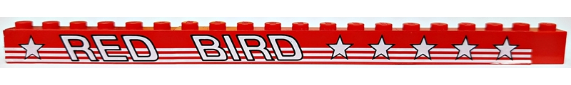 Lego Stickered Assembly 20 x 1 x 1 with White 'RED BIRD' with Stars and Stripes Pattern Model Right Side (Sticker) - Set 5591