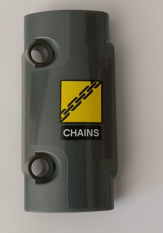 Lego Technic, Panel Curved 7 x 3 with 2 Pin Holes through Panel Surface with 'CHAINS' and Chain Pattern (Sticker) - Set 42082