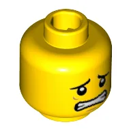 Minifig Head Shark Suit Guy, Eyebrows, White Pupils, Smile with Teeth / Scared Print / Yellow