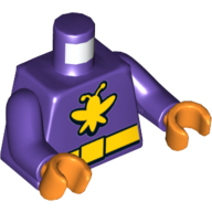 Lego Torso Bodysuit, Yellow Moth and Belt with Buckle print, Dark Purple Arms, Orange Hands / Dark Purple