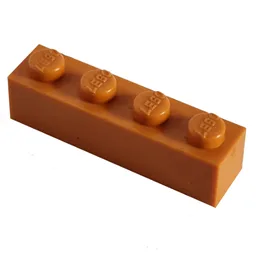 Modulex Brick 1 x 4 with LEGO on Stud / Modulex Orange