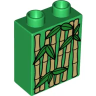 Duplo Brick 1 x 2 x 2 with Bamboo Print / Green