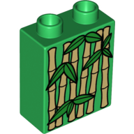 Lego Duplo Brick 1 x 2 x 2 with Bamboo Print / Green
