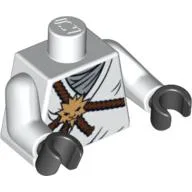Torso, Brown Rope, Gold Lion Medallion and Gray Undershirt Print, White Arms, Black Hands / White