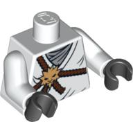 Lego Torso Brown Rope, Gold Lion Medallion and Gray Undershirt Print, White Arms, Black Hands / White