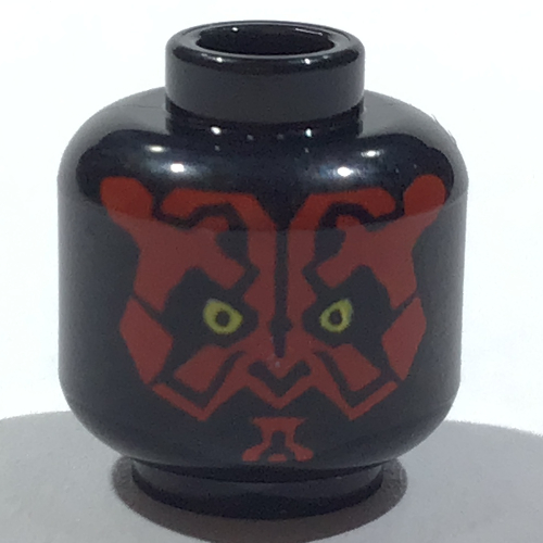 Lego Minifig Head Darth Maul, Red Face, Yellow Eyes Print / Black