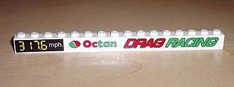 Lego Brick 1 x 16 with 'DRAG RACING' and Octan and 317.6 mph. Right Pattern (Stickers) - Set 6616