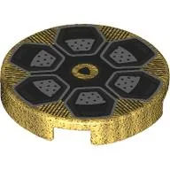 Tile Round 2 x 2 with Black/Silver Rims Print / Pearl Gold