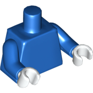 Lego Torso, Blue Arms, White Hands [Plain] / Blue